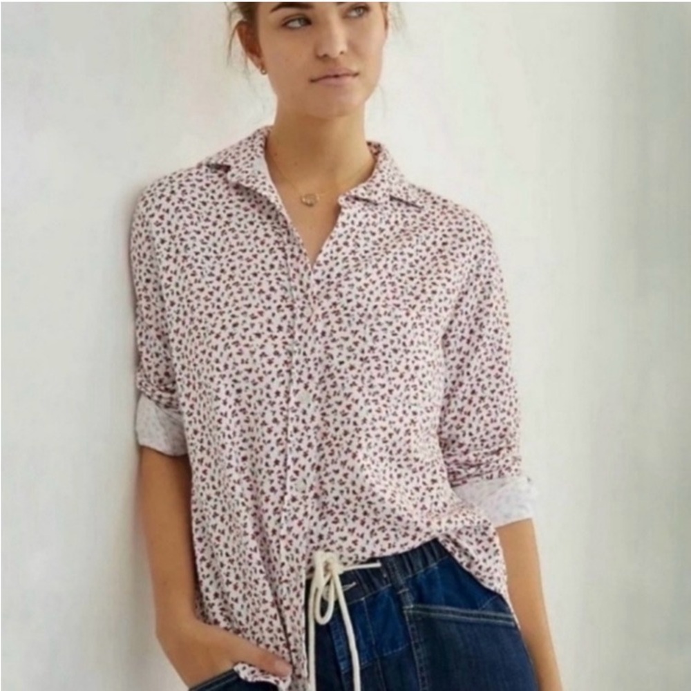 Frank & Eileen Pink and Navy Printed Button-Down Shirt